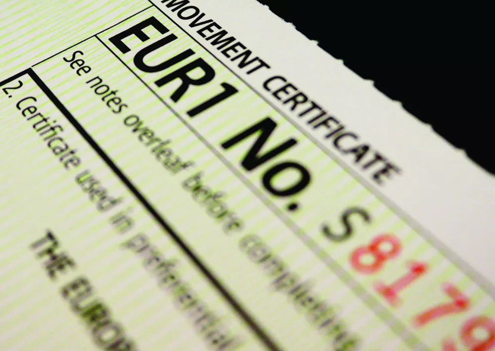 Euro 1 certificate tempotrans